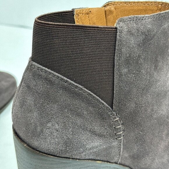 Lucky Brand NWOB Zorlina Wedge Bootie 10M Suede + Textile Upper Brown Zipper - Picture 5 of 16